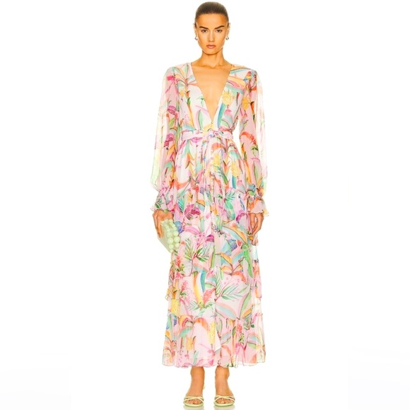 Rococo Sand Rio Long Dress Multi Tropical Size M NEW - Picture 1 of 16